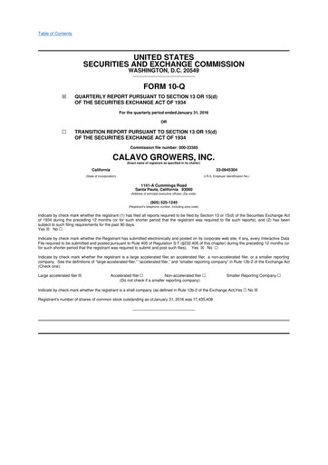 Thumbnail Calavo Growers
 10-Q Quarterly Report FY2016 