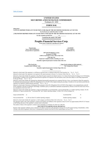 Thumbnail Peoples Financial Services 10-K Annual Report 2015