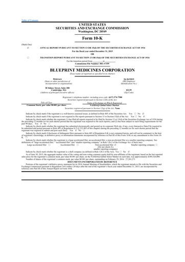 Thumbnail Blueprint Medicines
 10-K Annual Report 2015