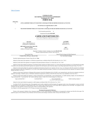 Thumbnail Farmland Partners
 10-K Annual Report 2015