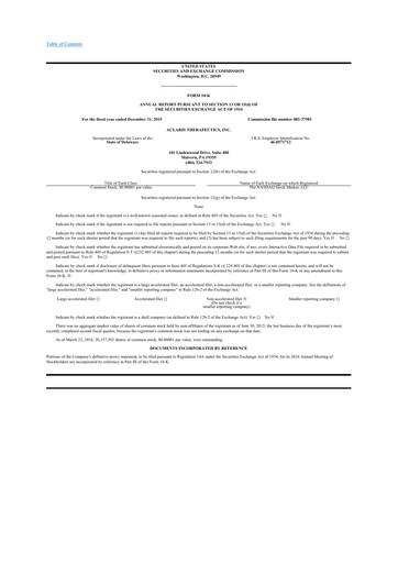 Thumbnail Aclaris Therapeutics 10-K Annual Report 2015