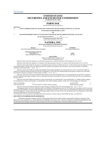 Thumbnail Natera 10-K Annual Report 2015