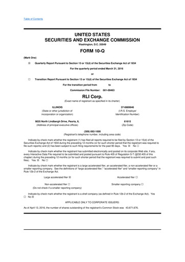 Thumbnail RLI Corp.
 10-Q Quarterly Report FY2016 