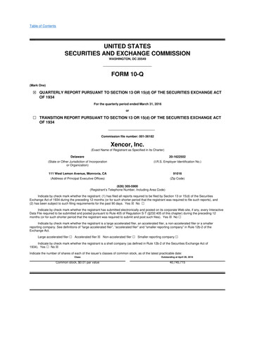 Thumbnail Xencor 10-Q Quarterly Report FY2016 
