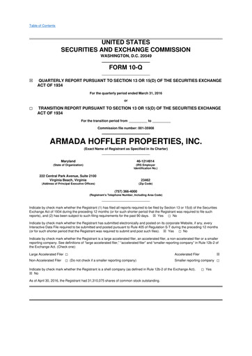 Thumbnail Armada Hoffler Properties
 10-Q Quarterly Report FY2016 