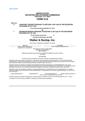 Thumbnail Walker & Dunlop

 10-Q Quarterly Report FY2016 