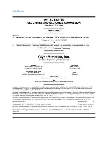 Thumbnail GlycoMimetics
 10-Q Quarterly Report FY2016 