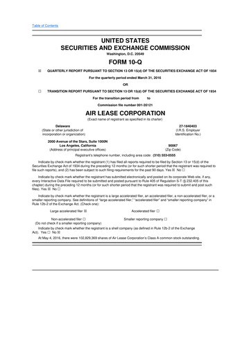 Thumbnail Air Lease Corporation
 10-Q Quarterly Report FY2016 