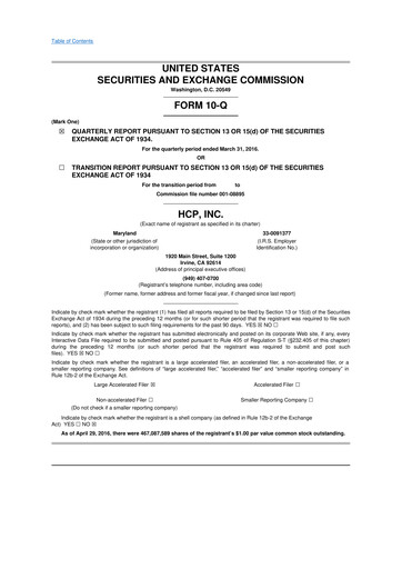Thumbnail Healthpeak Properties
 10-Q Quarterly Report FY2016 