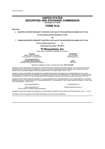 Thumbnail T2 Biosystems
 10-Q Quarterly Report FY2016 