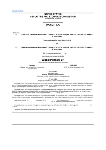 Thumbnail Global Partners LP 10-Q Quarterly Report FY2016 