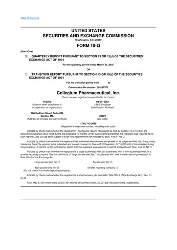 Thumbnail Collegium Pharmaceutical
 10-Q Quarterly Report FY2016 
