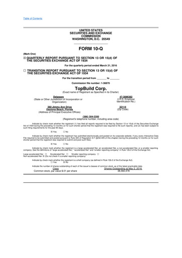 Thumbnail TopBuild 10-Q Quarterly Report FY2016 