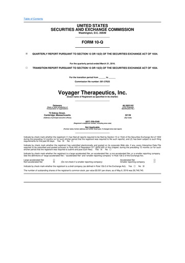 Thumbnail Voyager Therapeutics
 10-Q Quarterly Report FY2016 