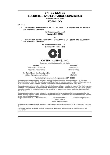Thumbnail O-I Glass
 10-Q Quarterly Report FY2016 