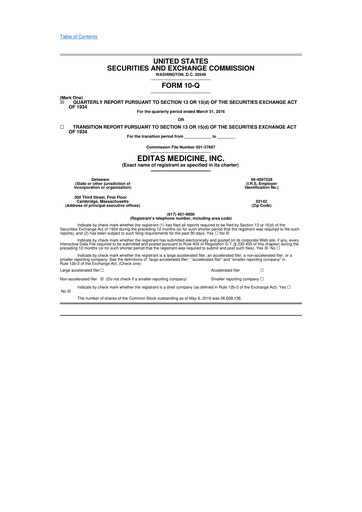 Vorschaubild Editas Medicine
 10-Q Quartalsbericht 2016 