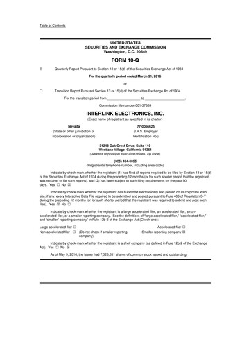 Thumbnail Interlink Electronics 10-Q Quarterly Report FY2016 