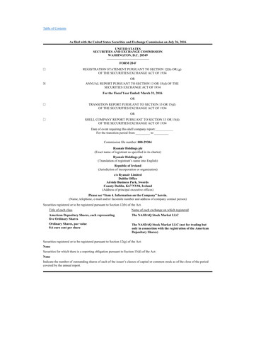 Thumbnail Ryanair 20-F Annual Report 