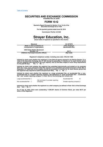Thumbnail Strategic Education
 10-Q Quarterly Report FY2016 