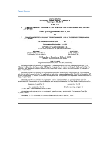Thumbnail Impac Mortgage Holdings 10-Q Quarterly Report FY2016 