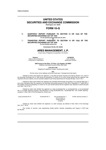 Vorschaubild Ares Management
 10-Q Quartalsbericht 2016 