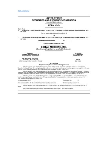 Vorschaubild Editas Medicine
 10-Q Quartalsbericht 2016 