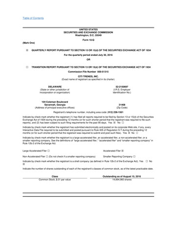 Vorschaubild Citi Trends, Inc. 10-Q Quartalsbericht  
