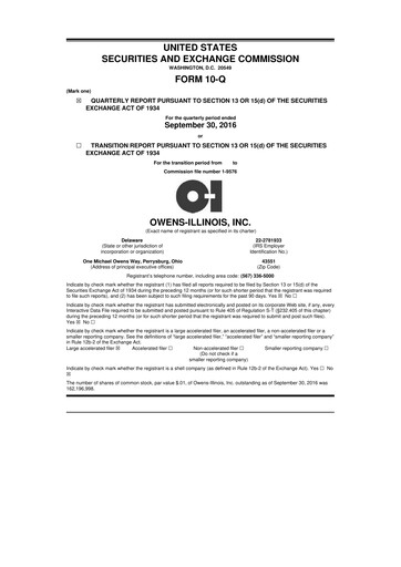 Thumbnail O-I Glass
 10-Q Quarterly Report FY2016 
