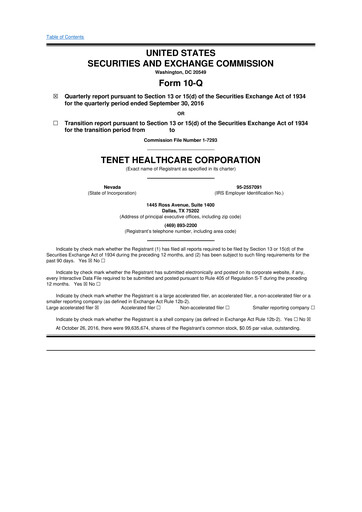 Thumbnail Tenet Healthcare 10-Q Quarterly Report FY2016 