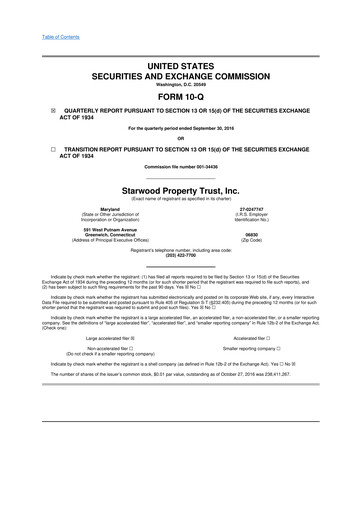 Thumbnail Starwood Property Trust 10-Q Quarterly Report FY2016 