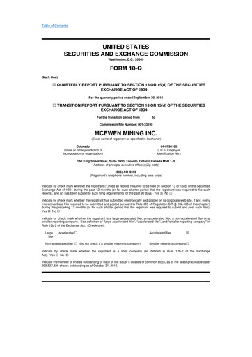 Thumbnail McEwen Mining 10-Q Quarterly Report FY2016 