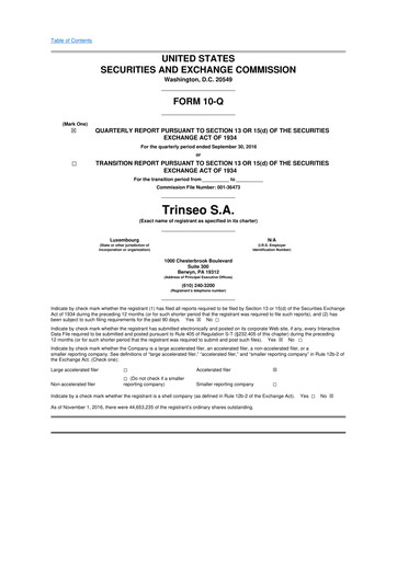 Miniature Trinseo 10-Q Rapport trimestriel 2016 