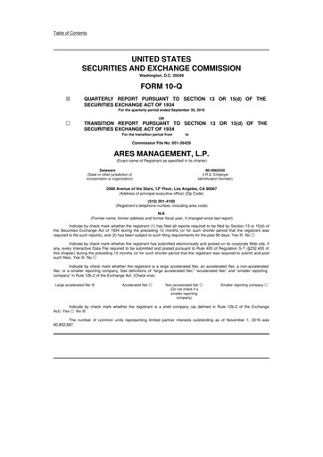 Vorschaubild Ares Management
 10-Q Quartalsbericht 2016 