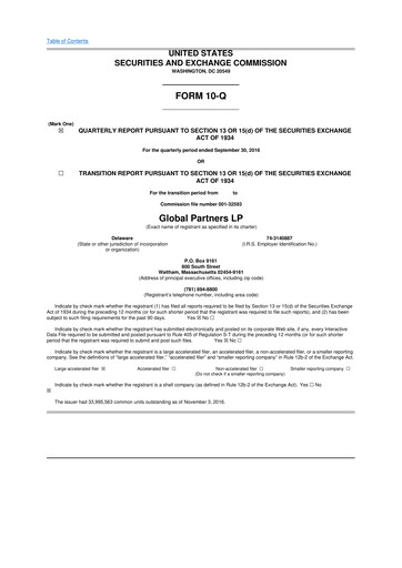 Thumbnail Global Partners LP 10-Q Quarterly Report FY2016 