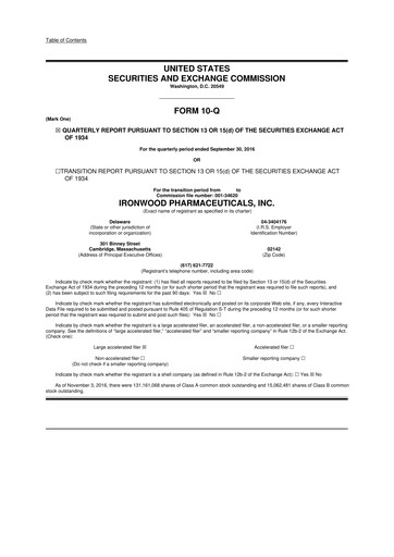 Thumbnail Ironwood Pharmaceuticals
 10-Q Quarterly Report FY2016 