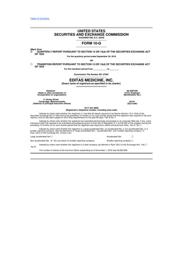 Vorschaubild Editas Medicine
 10-Q Quartalsbericht 2016 