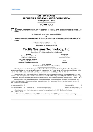 Thumbnail Tactile Medical 10-Q Quarterly Report FY2016 