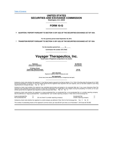 Thumbnail Voyager Therapeutics
 10-Q Quarterly Report FY2016 