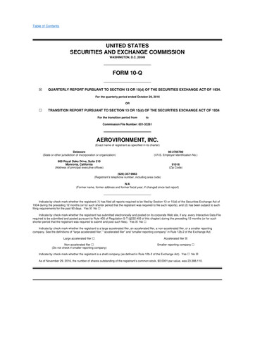 Thumbnail AeroVironment 10-Q Quarterly Report FY2017 