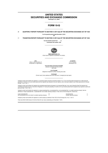 Miniature Kroger 10-Q Rapport trimestriel 2016 