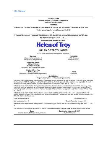 Vorschaubild Helen of Troy 10-Q Quartalsbericht 2017 