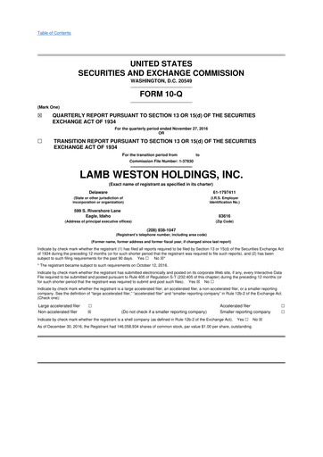 Thumbnail Lamb Weston 10-Q Quarterly Report FY2017 