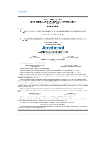 Thumbnail Amphenol 10-K Annual Report 2016