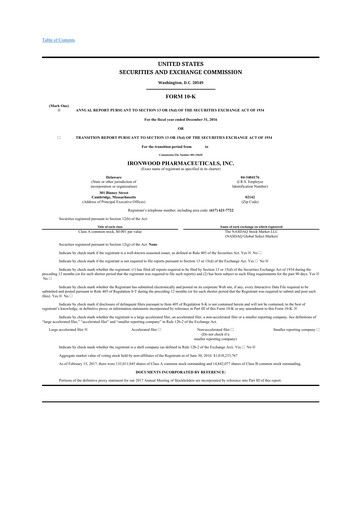 Thumbnail Ironwood Pharmaceuticals
 10-K Annual Report 2016