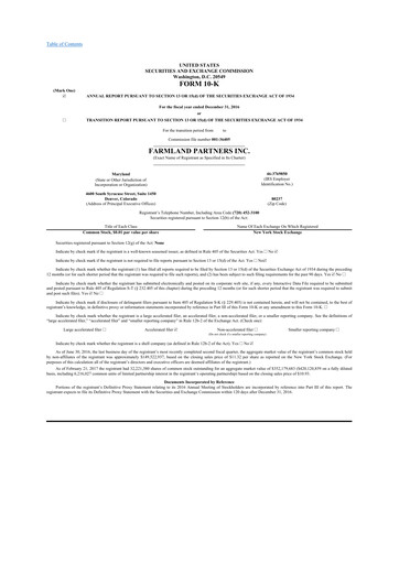 Thumbnail Farmland Partners
 10-K Annual Report 2016