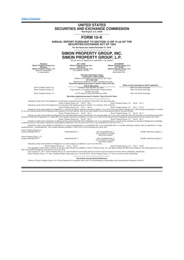 Thumbnail Simon Property Group 10-K Annual Report 