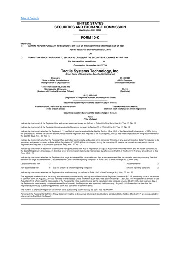 Thumbnail Tactile Medical 10-K Annual Report 2016