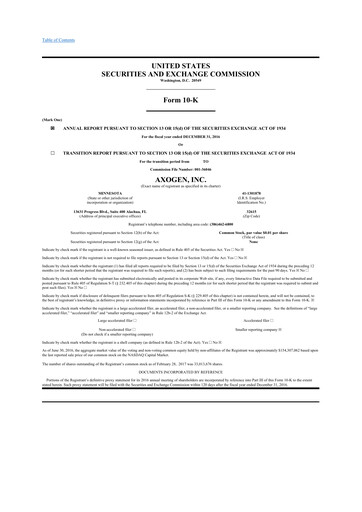 Thumbnail Axogen 10-K Annual Report 2016