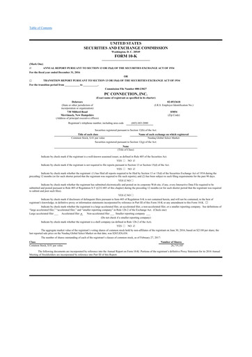 Miniature PC Connection
 10-K Rapport annuel 2016