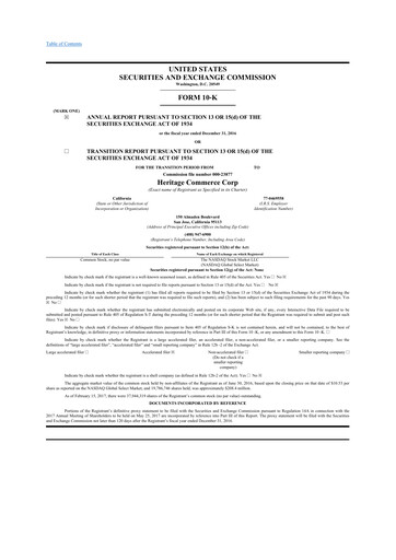 Thumbnail Heritage Commerce 10-K Annual Report 2016